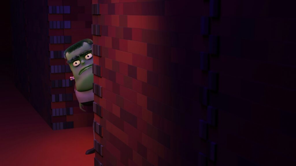 壁から覗くフランケンシュタイン